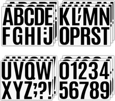 15 Sheets Large Self Adhesive Vinyl Letters Numbers Kit, 4 Inch 4 Inch, Black