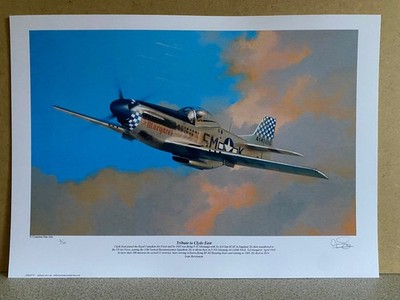 NO 2 Ltd Ed P51D Mustang Luftfahrt Kunstdruck American Fighter Ace Clyde East