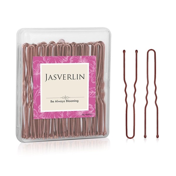 Jasverlin U-FöRmige Bobby Pins Haar Braun, Bun Haarnadeln FüR Frauen Styling L-image