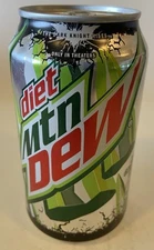 12 oz. DIET MTN DEW SODA CAN ( THE DARK KNIGHT RISES ) EMPTY BOTTOM OPENED
