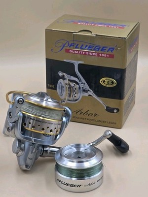 Pflueger Arbor 7435 Spinning Fishing Reel 8 Bearing System W/Extra Spool