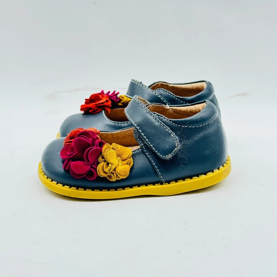 Livie & Luca Zapatos Niñas 4C Gris Cuero Mary Jane Flor Ballet Pisos Informales Foto 4 de 4