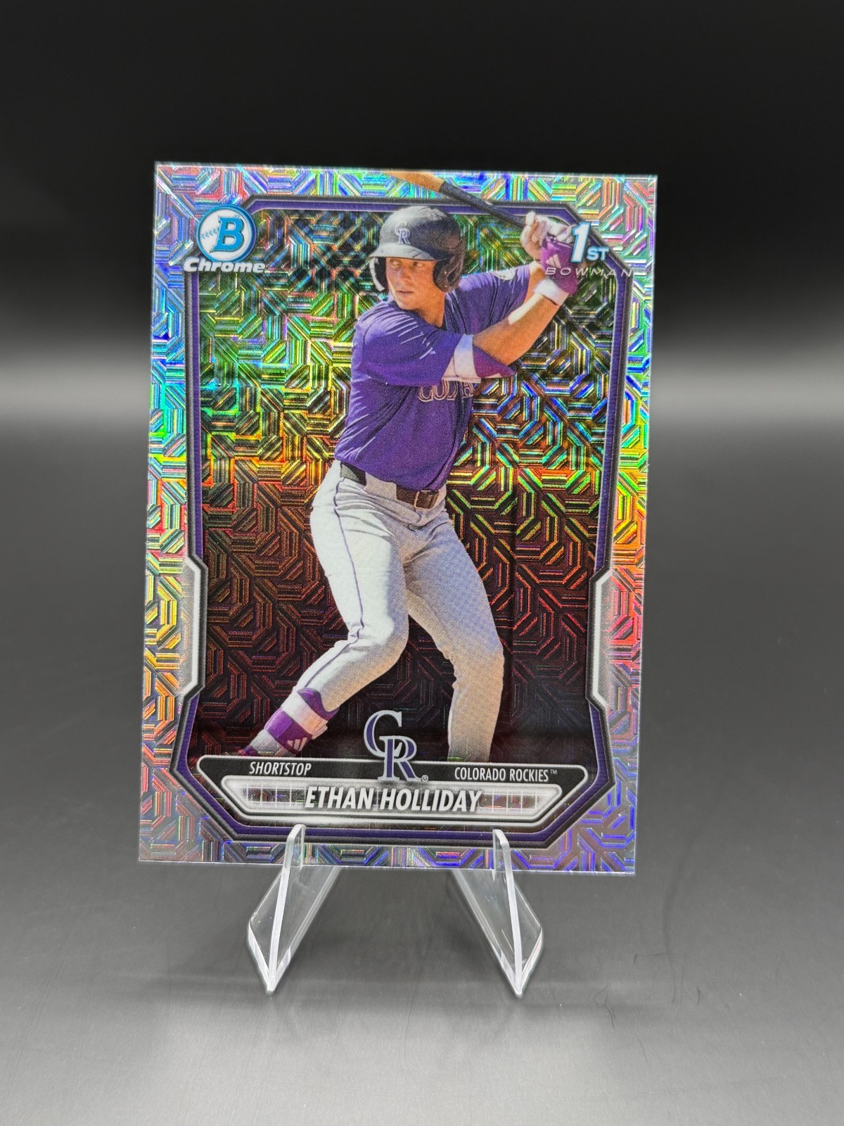 2025 Bowman Chrome Ethan Holliday 1st Bowman Mojo Refractor Rockies Prospect