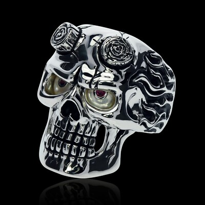 Ultimate Power Skull Ring, Sterling Silver 925 Hell Skull Ring, Biker Skull Ring