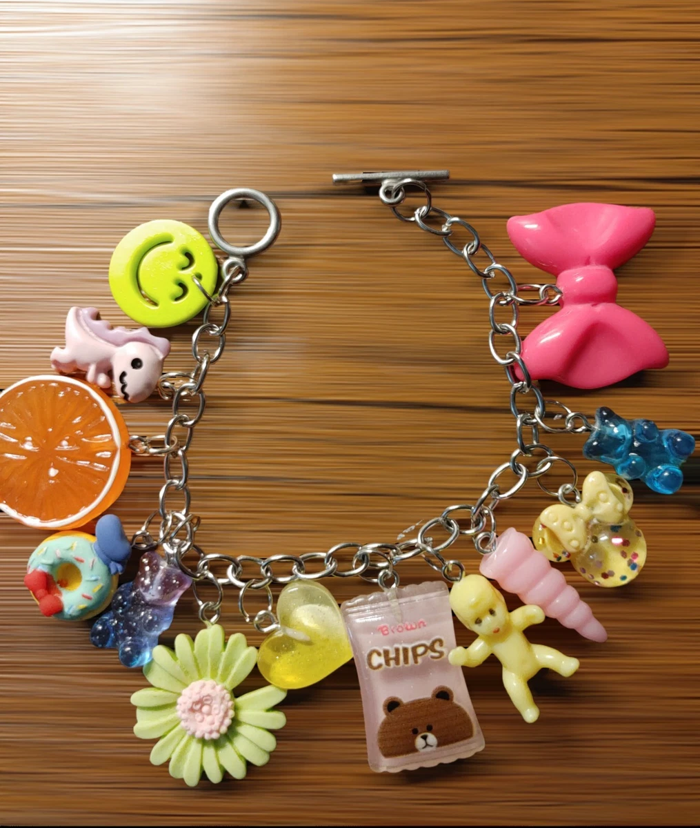 Charm Multi Color Bracelet Kawaii Charms Rainbow Gummy Bear Barbie Candy  Smiley