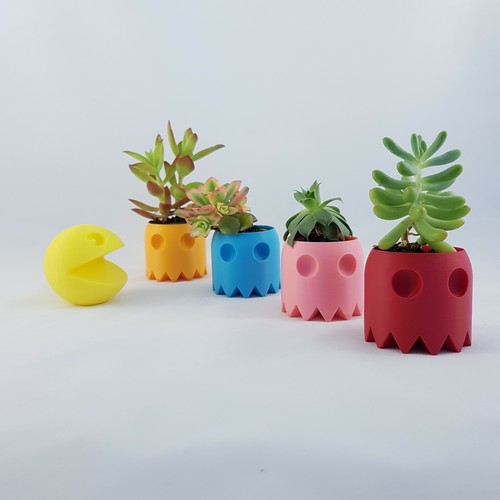 Pacman Succulent Planter Set Cactus Air Plant Holder Pot Video Game Decor - Foto 2 di 4