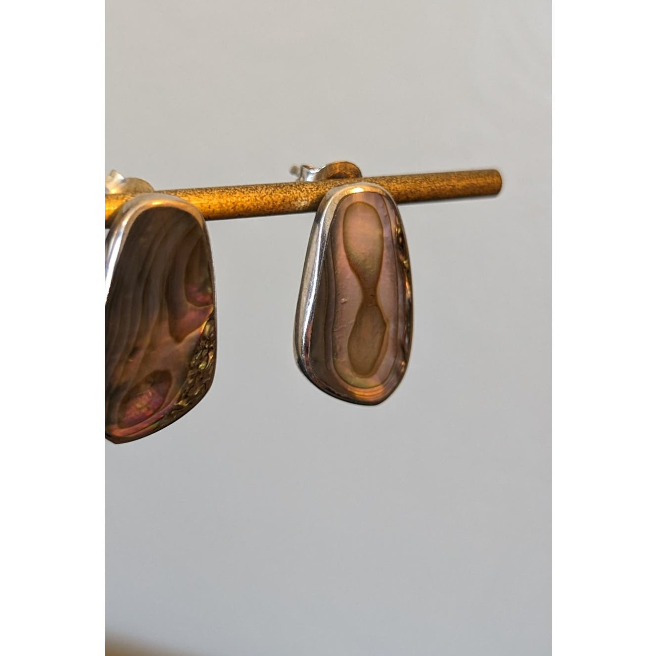 Marked 925 Sterling Abalone Shell Post Earrings - image 2