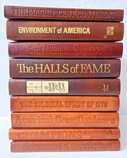 Leather-bound books Various Genre Sports Scientists Inventors Outdoors