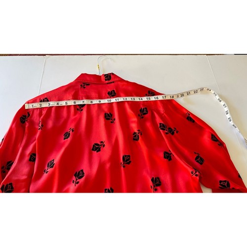 Escada Margaretha Ley Vintage Red Rose Embossed Valintine Elegant Top, W Size 40 - Picture 9 of 13