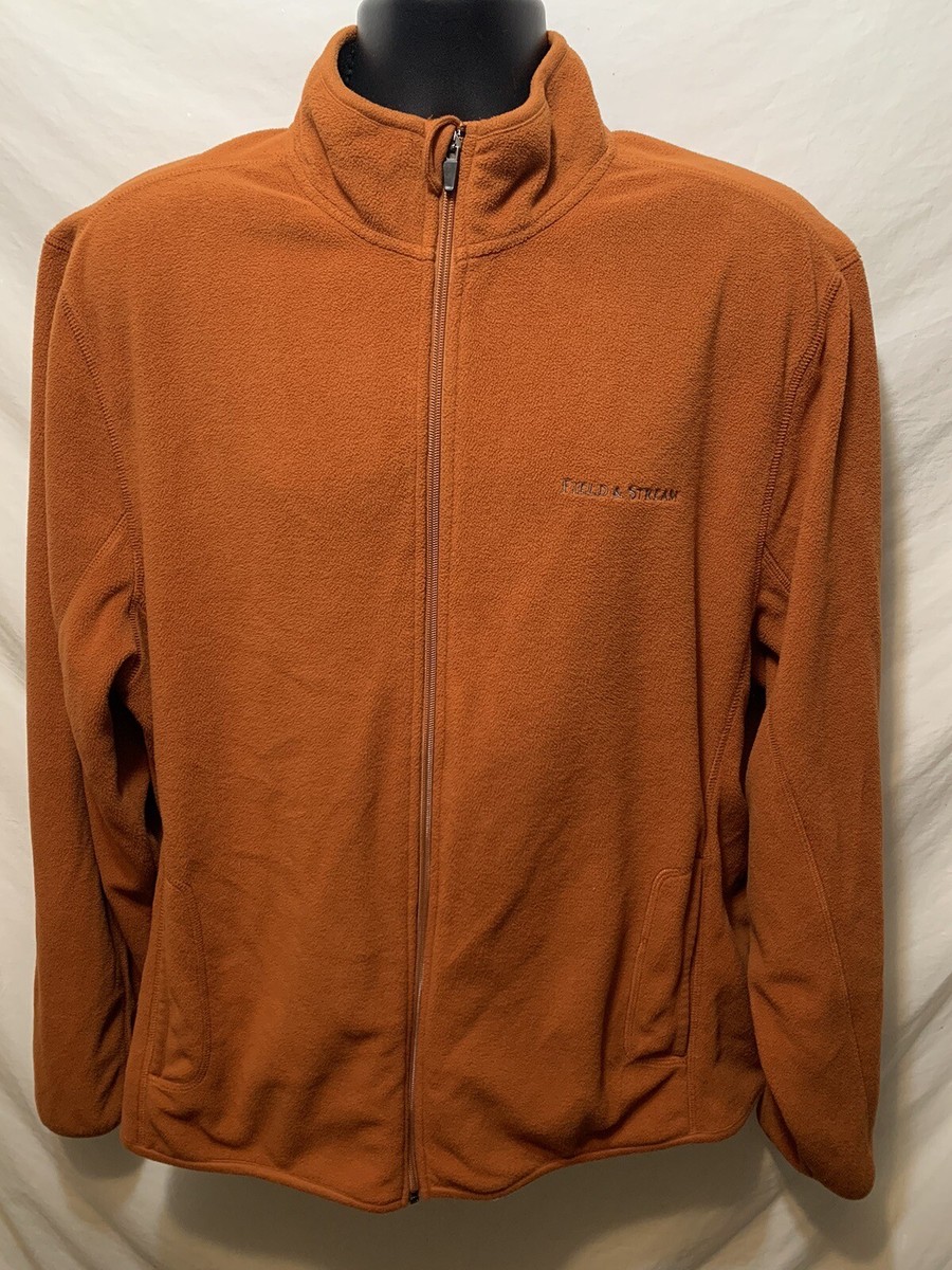 Field stream 40s sports jacket ！ Field And Stream Sz XL Jacket Fleece Full Zip Front Orange Rust