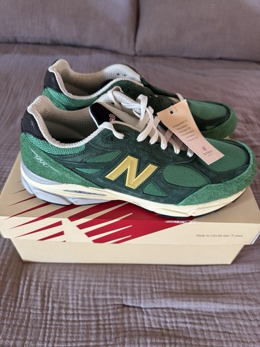 Sz 10 Men- New Balance 990v3 X Teddy Santis Made in USA Green Gold Run Shoes NEW