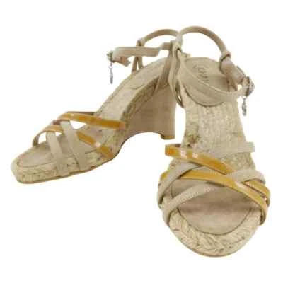 CHANEL Sandales CHANEL COCO Marque Talons en Daim Vernis 34 Beige Auth Femme - Photo 1/4