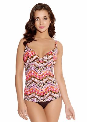FREYA INFERNO AMBER PADDED SOFT CUP PLUNGE TANKINI TOP SIZE 30F/8F NEW W/  TAGS
