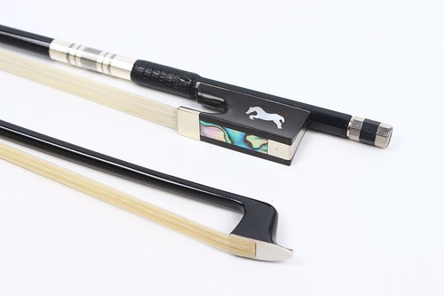 New Advanced Black Carbon Fiber Violin Bow - Small Horse Style Frog Inlay - Picture 3 of 8
