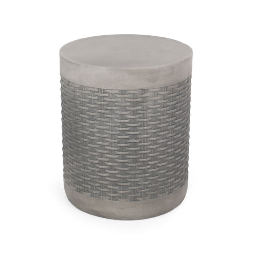 15.75in Round Magnesium Oxide Outdoor /Indoor End Accent Side Table Patio Table - Picture 6 of 10