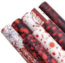 Halloween Horror FAUX LEATHER SHEET SET of 8 Pieces 8" X 13" Blood Splatter Drip