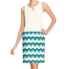Ann Taylor Wave Print Sleeveless Shift Dress Size 6 Career Office