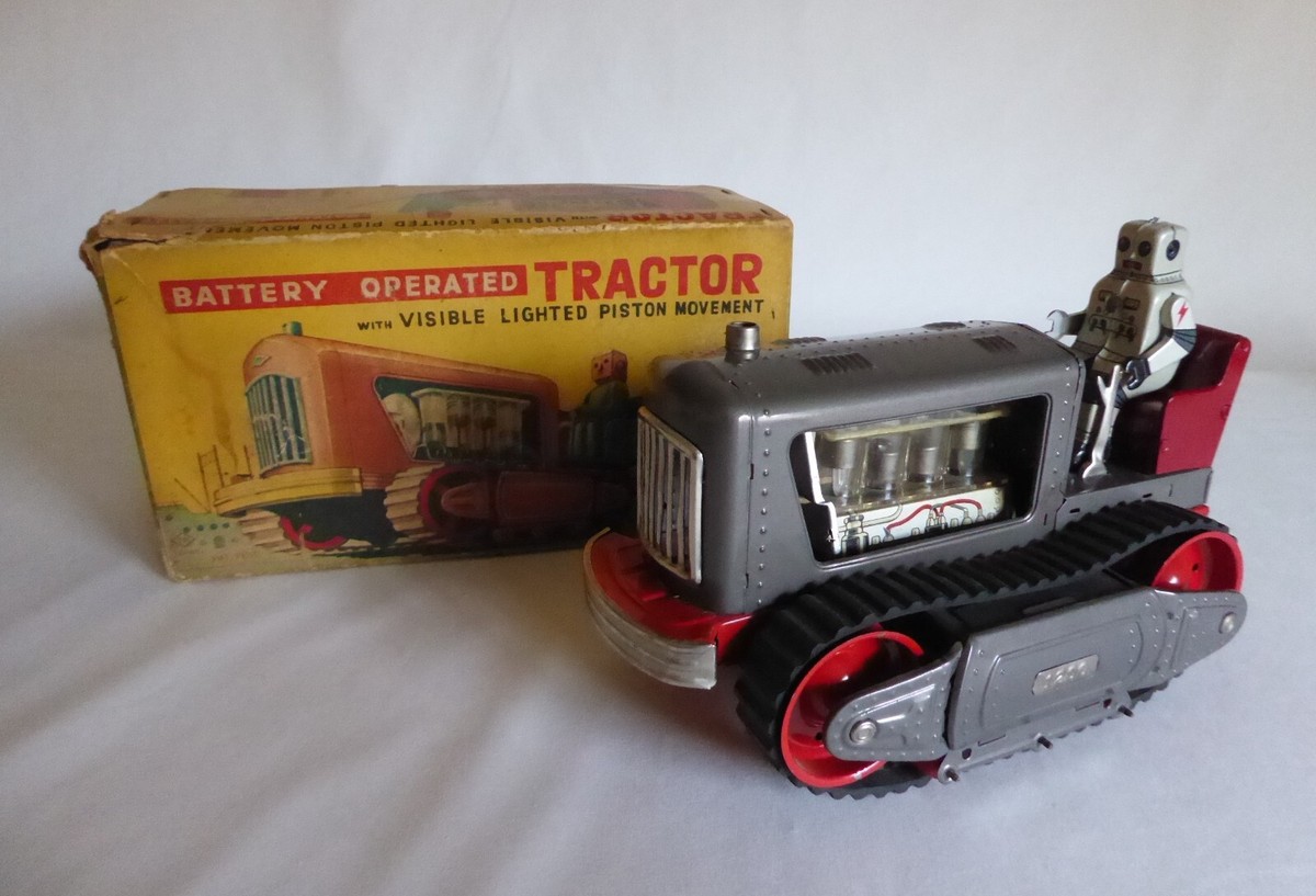 VINTAGE 1950's NOMURA JAPAN #1200 PISTON ROBOT TRACTOR (PRE-OWNED