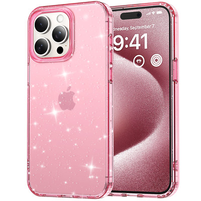 Bling Glitter Clear Shockproof Slim Back Case for iPhone 17 Pro Max 16e 15 14 13