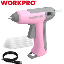WORKPRO 3.6V Pink Cordless Hot Glue Gun Rechargeable Fast Heating Glue Gun Kits