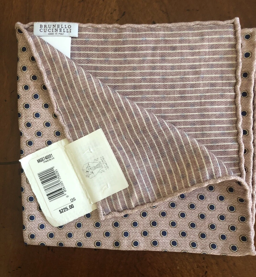 Cuadrado de bolsillo Brunello Cuccinelli sarga de seda pesada nuevo con etiquetas precio de venta sugerido por el fabricante 225 USD Foto 2 de 4