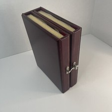 Cherry Wood/Pleather  Velvet Trim Hinged Photo Album- Holds 100 4  X 6   Photos