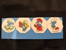 Set of 4 Vintage 80s Stickers Scratch & Sniff Smurfs smurf peyo stick ons