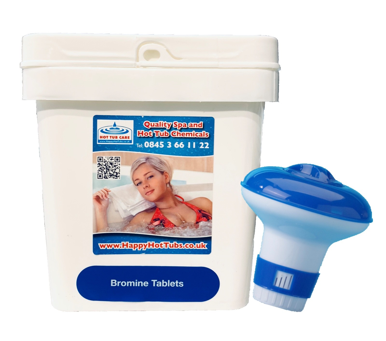 Happy Hot Tubs Quality Bromine Tablets 5kg For Tub Pool 20g + Free Dispenser Spa