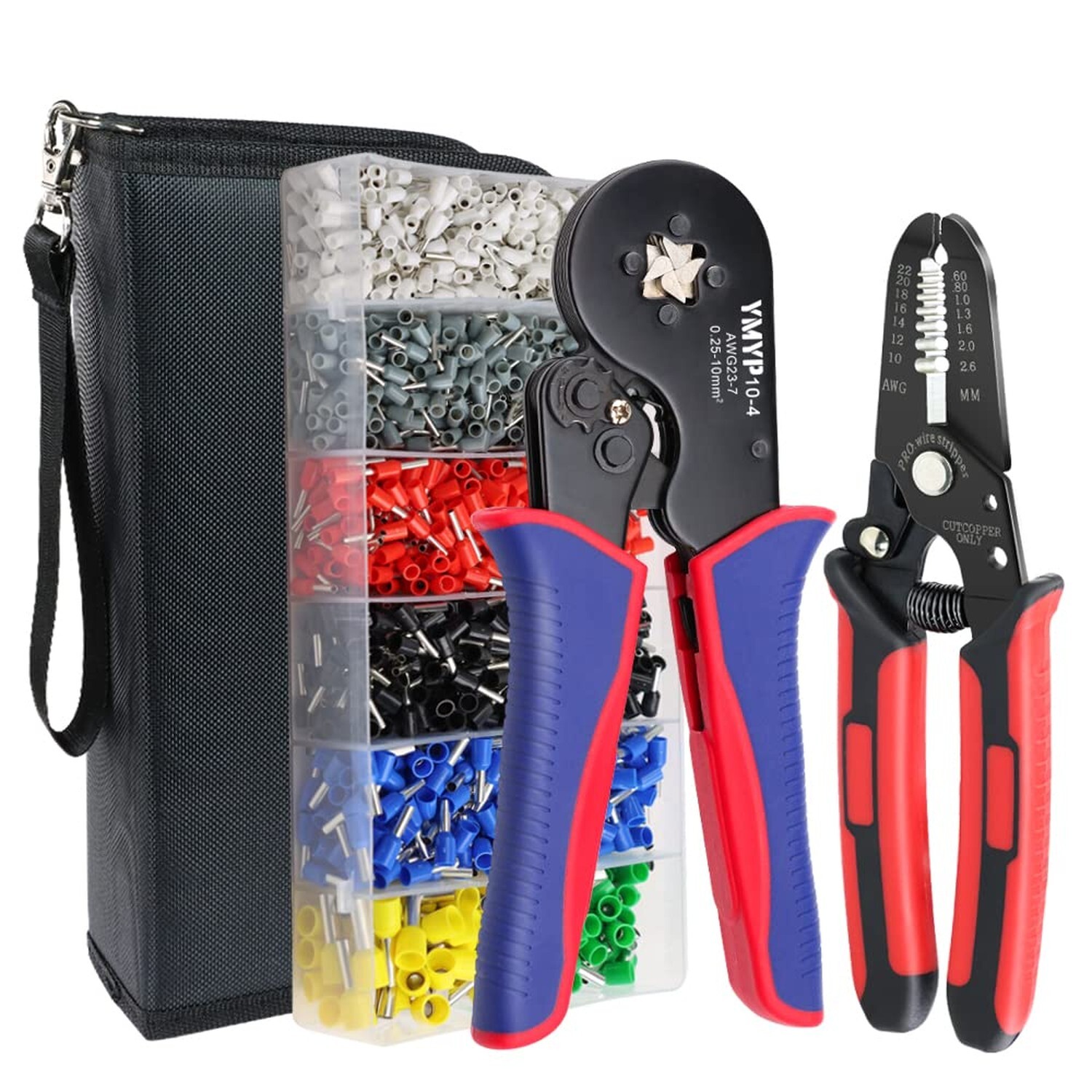 Ferrule Crimping Tool AWG23-7, Ferrule Crimper Plier with Wire Stripper & 190...