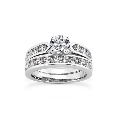 2.11 CT F-SI1 Round Earth Mined Certified Diamonds Plat Classic Wedding Ring Set