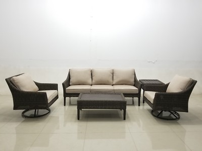 Rose Garden Patio Hillcrest 5 Piece Wicker Swivel Rocker Deep