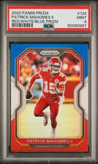 2020 Prizm #124 Patrick Mahomes II Red White Blue Prizm PSA 9 MINT Chiefs RWB