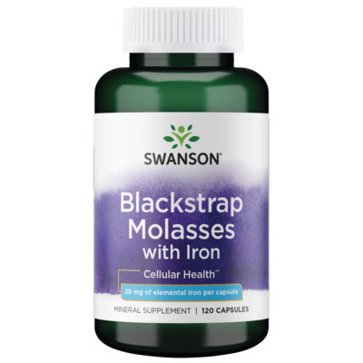 Swanson Blackstrap Molasses with Iron Capsules, 29 mg, 120 Count