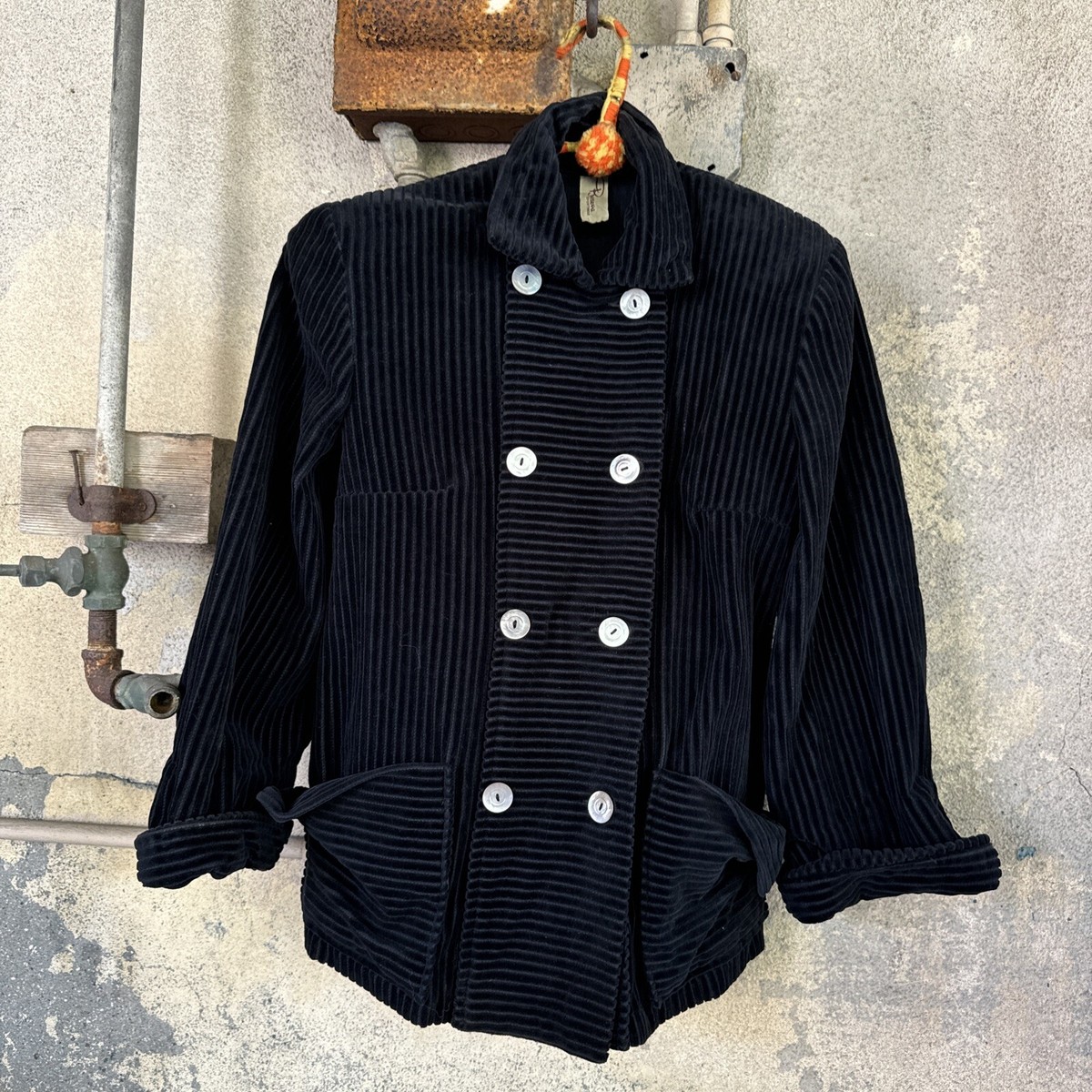 Vintage 1940s Black Corduroy Jacket Sportswear Coat Mother