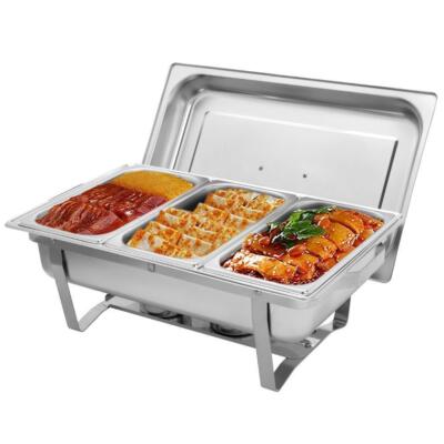 8 QT Rectangle Chafing Dish Buffet Set with Food Pans for Wedding Banquets New