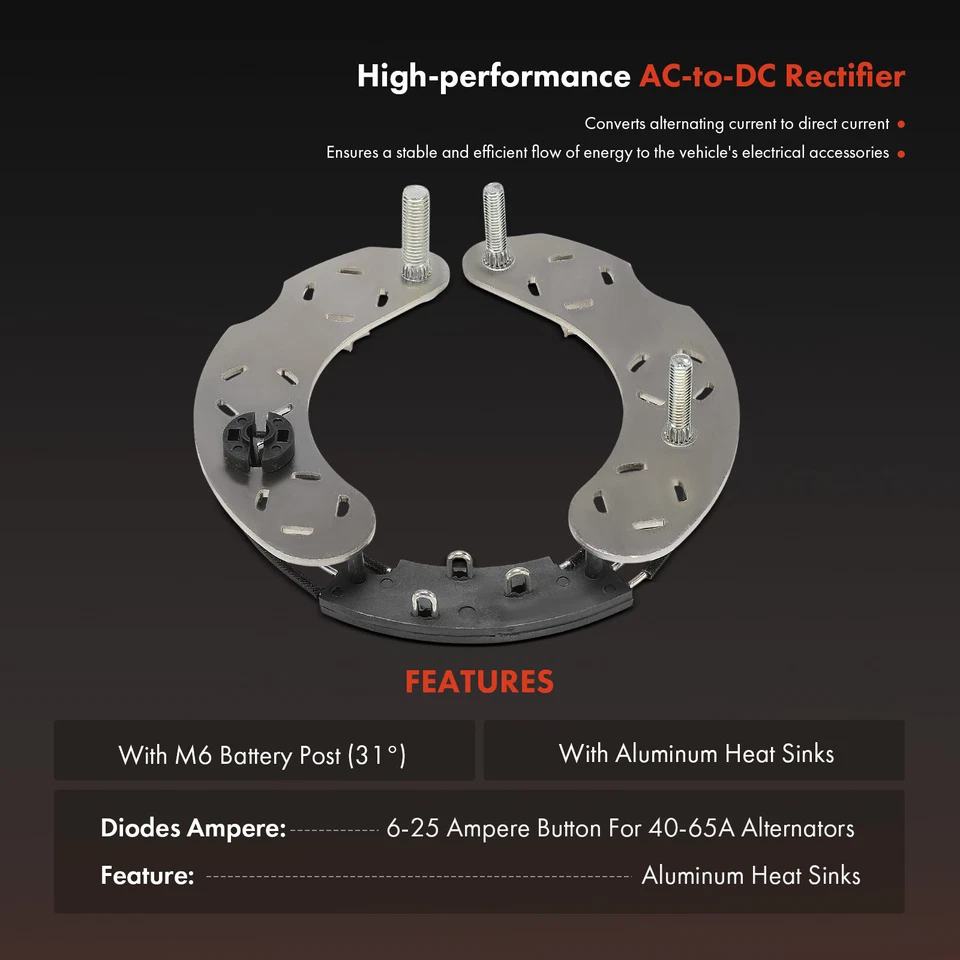 Diodo rectificador alternador con disipador de calor para Ford F-150 F-Super Duty Mercury 12V Foto 2 de 4