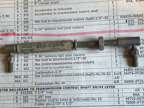 1956 Ford Thunderbird Linkage Rod bellcrank to control shaft B8A-9772-A nos - Bild 4 von 8