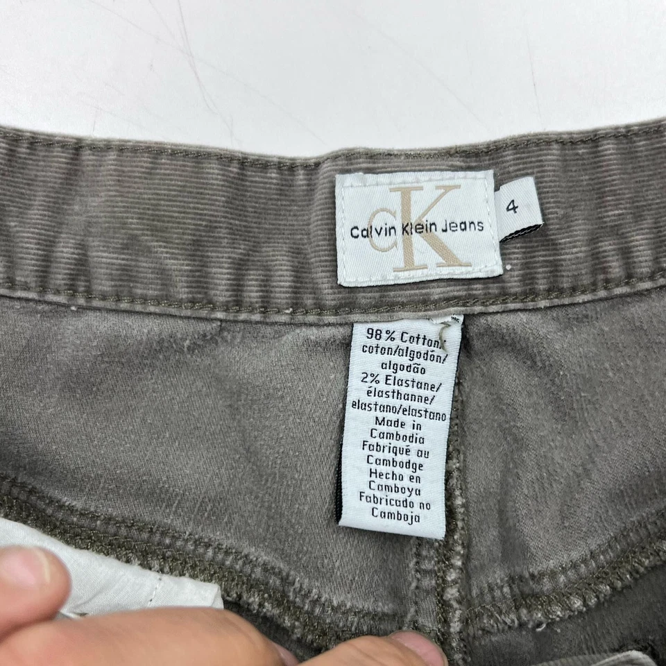 Pantalones de pana para mujer Calvin Klein talla 4 gris mezcla de algodón elásticos rectos Foto 3 de 4