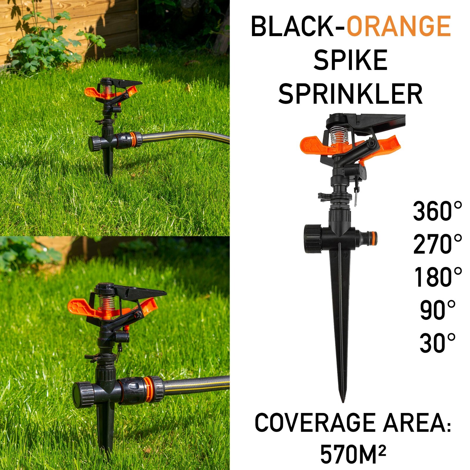 Lawn & Garden High Output Flick Around Adjustable Spike Grass Water Sprinkler