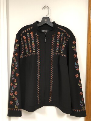 Dennis Basso Women's Floral Blazer Color Black Size US 18W