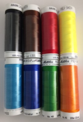 Mettler Poly Sheen Polyester Embroidery Thread 40wt 220yd Set of 8