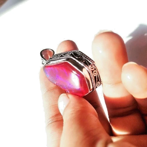 Кулон ювелирный ручной работы из стерлингового серебра 925 пробы с австралийским тройным опалом - Изображение 4 из 4