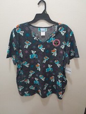 Womens Disneys Frozen Size XL V-neck Holiday Medical Scrub Top Shirt NWT