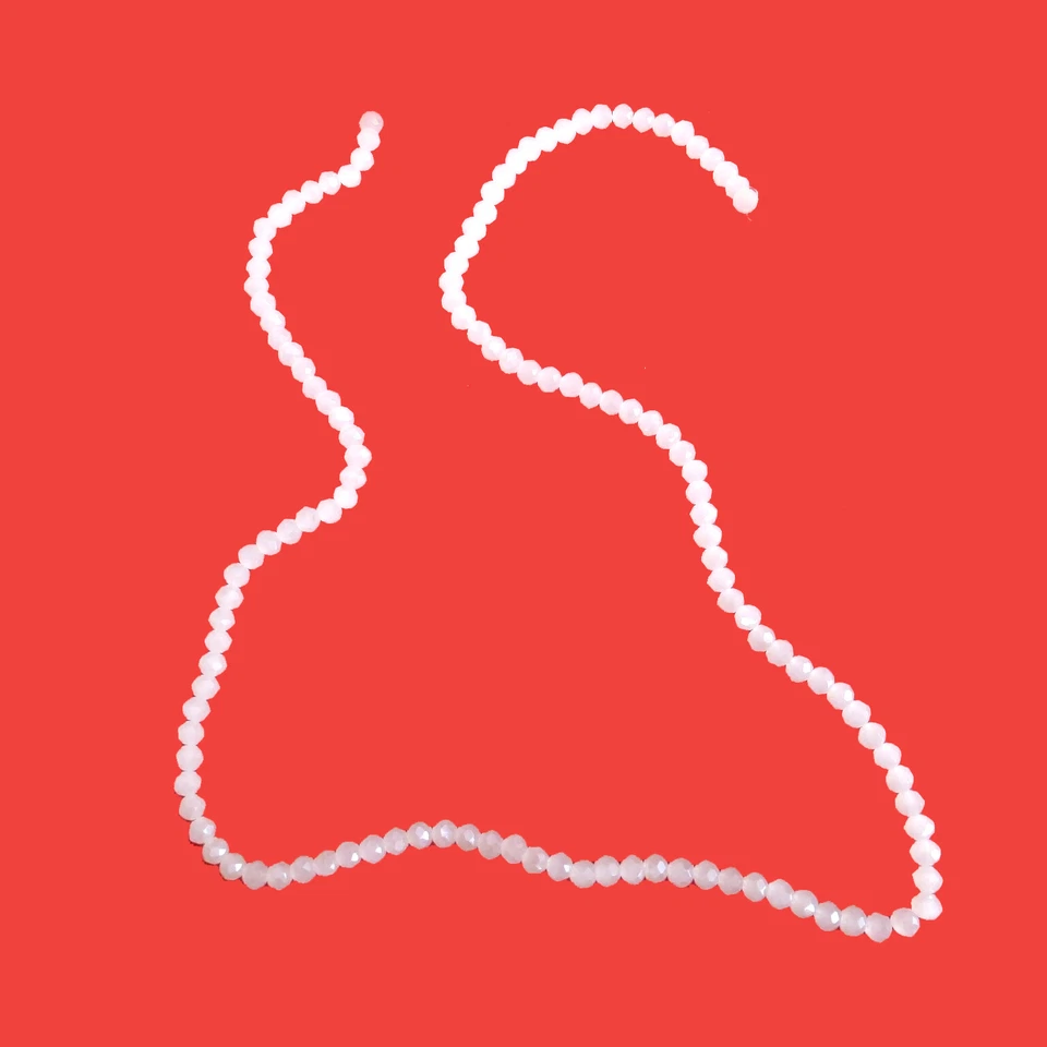 Glasperlen facettiert geschliffen Rondell 4x3,5 mm perlmutt weiß ca. 125 Perlen - Bild 3 von 4