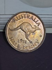 Australian 1951 PLAIN HALF PENNY CH UNC