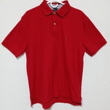 VTG Tommy Hilfiger Mens Polo Large Red 90's Y2K Short Sleeve Embroidered Logo