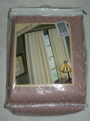 Vtg PAIR Burlington One-Pinch Pleated Drapes Rose 50x72 Window Curtains NEW