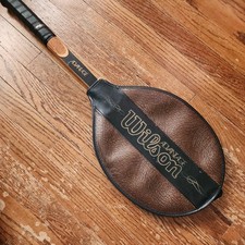 Vintage Wilson Advantage Strata Bow Tennis Racquet. Wooden with cover
