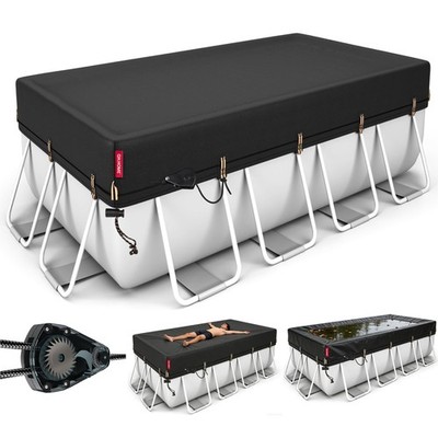 QH.Home 9x18ft Rectangular Pool Cover,[Ultimate 9'x18'(Rectangular), black