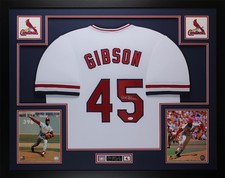 Bob Gibson Autographed and Framed White Cardinals Jersey Auto JSA Certified